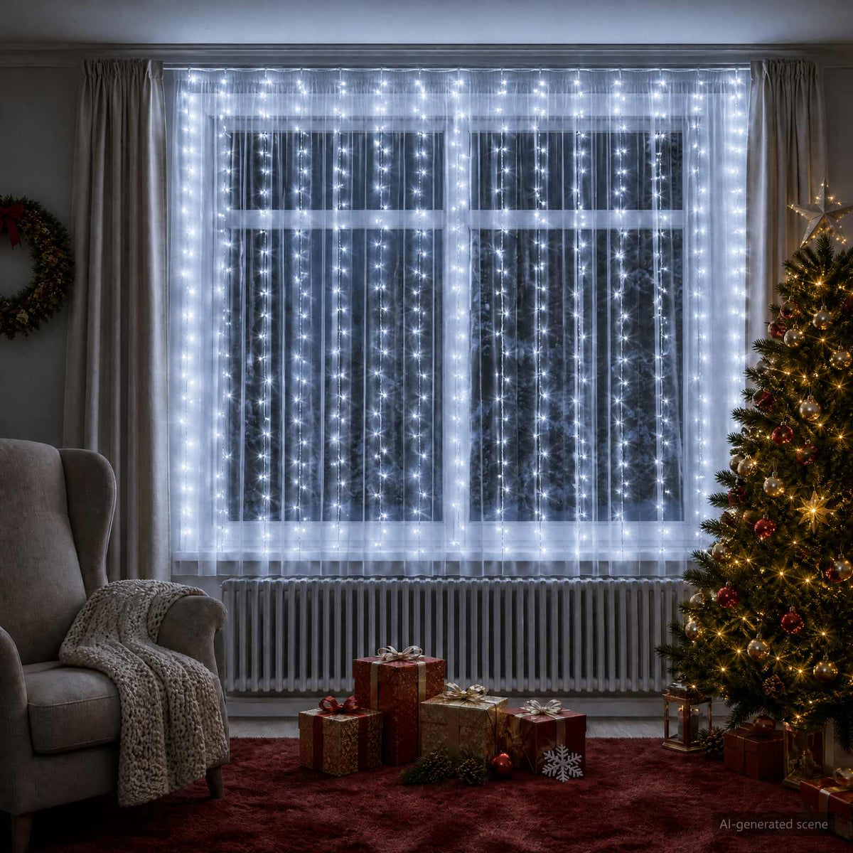 vidaXL Curtain Lights 400 LEDs Cold White 600 x 200 cm