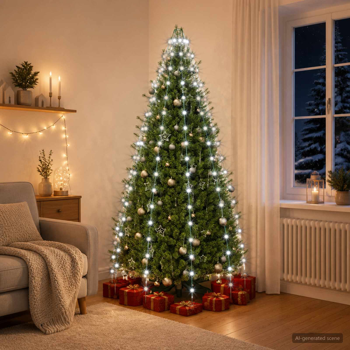 vidaXL Christmas Tree Lights 180 LEDs Cold White 180 cm