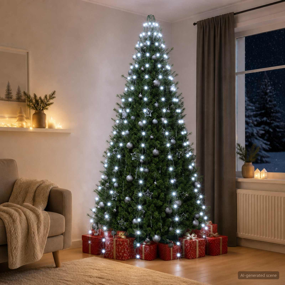 vidaXL Christmas Tree Lights 210 LEDs Cold White 210 cm