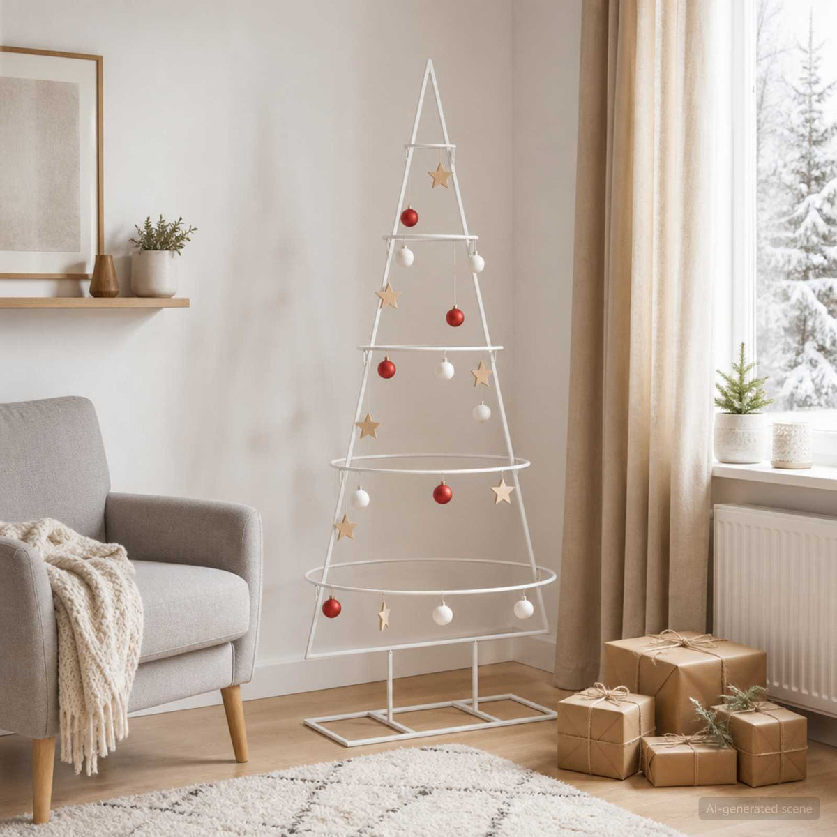 vidaXL Metal Christmas Tree with Stand KUOPIO 125 cm Steel White