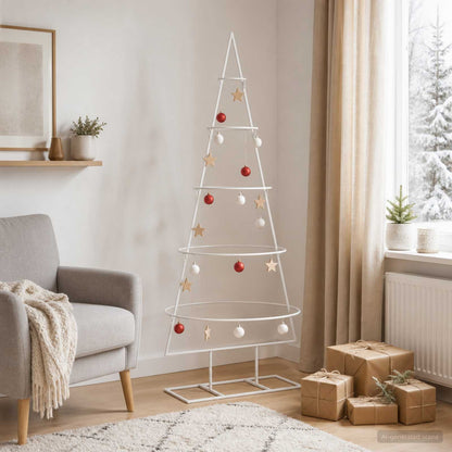 vidaXL Metal Christmas Tree with Stand KUOPIO 125 cm Steel White