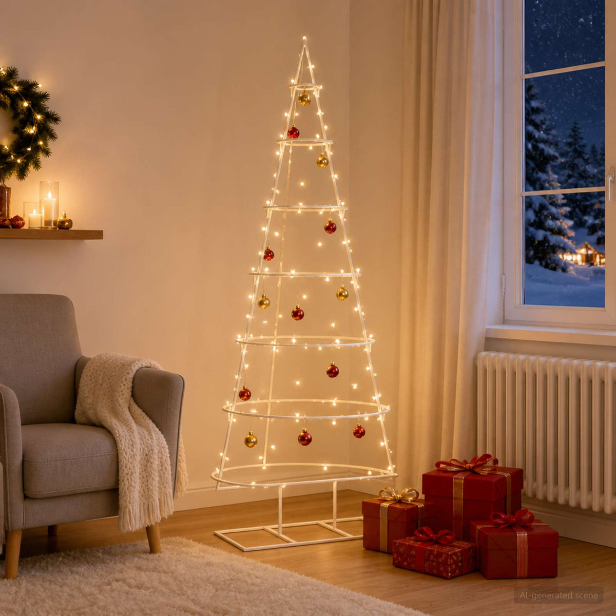 vidaXL Metal Christmas Tree with Stand KUOPIO 150 cm Steel White