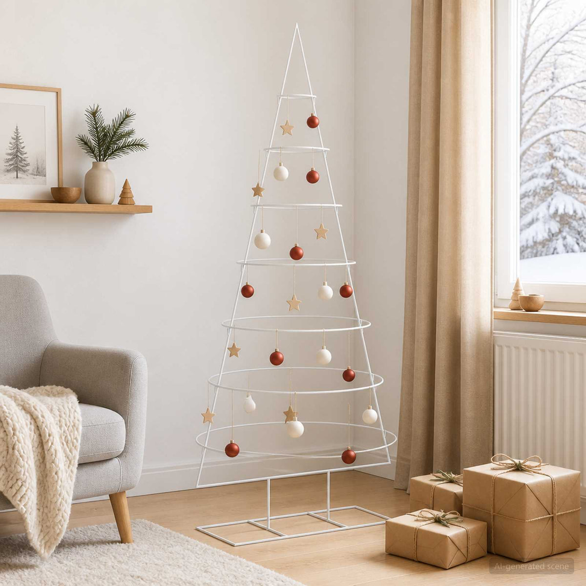 vidaXL Metal Christmas Tree with Stand KUOPIO 210 cm Steel White