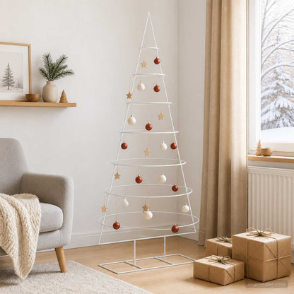 vidaXL Metal Christmas Tree with Stand KUOPIO 210 cm Steel White