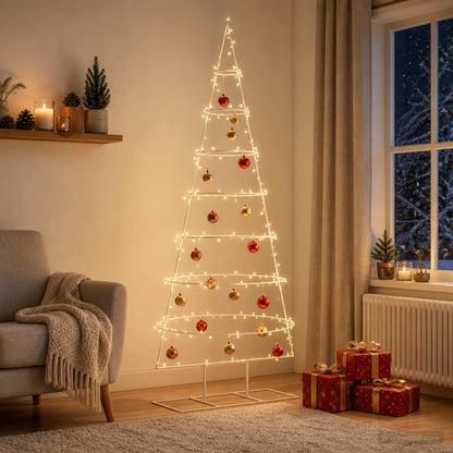 vidaXL Metal Christmas Tree with Stand KUOPIO 210 cm Steel White