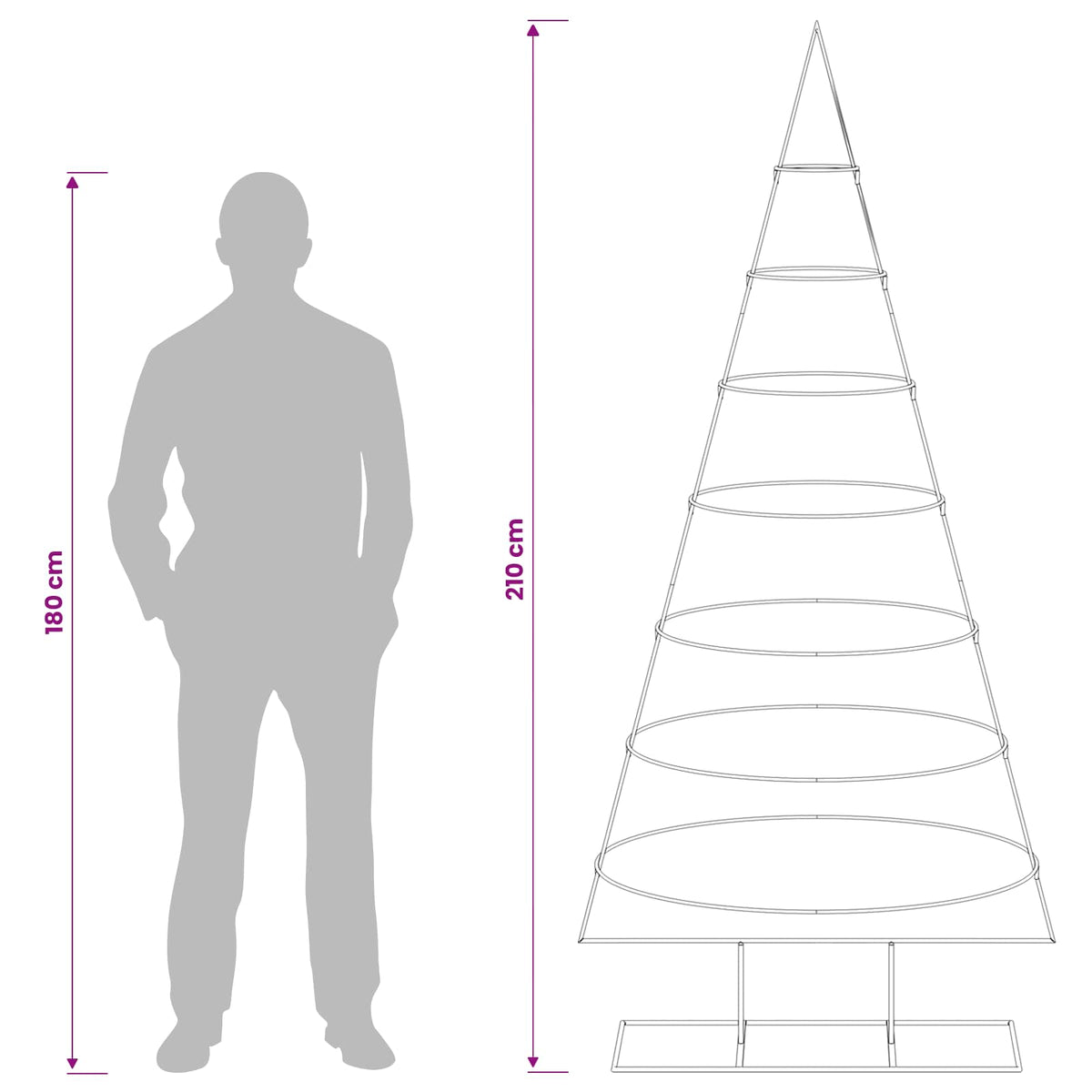 vidaXL Metal Christmas Tree with Stand KUOPIO 210 cm Steel White