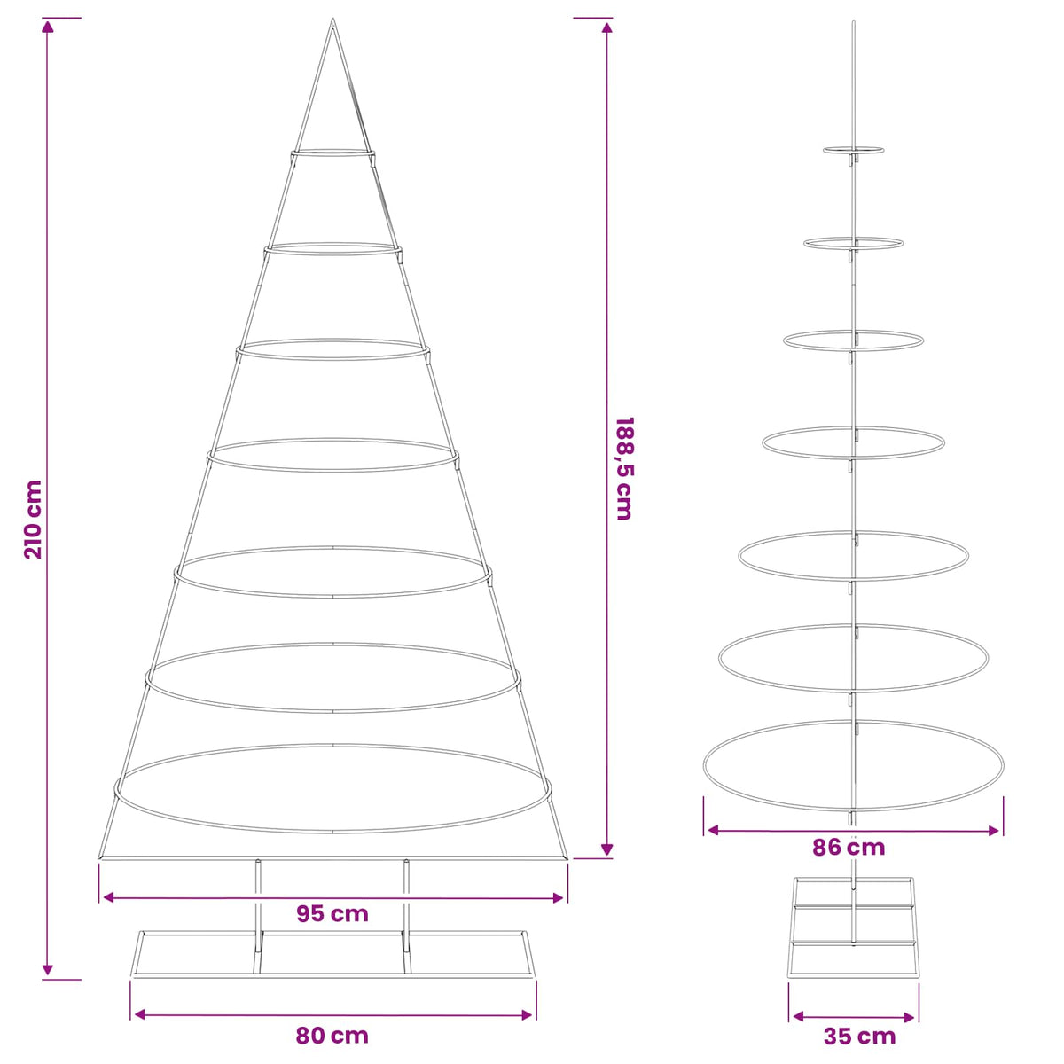 vidaXL Metal Christmas Tree with Stand KUOPIO 210 cm Steel White