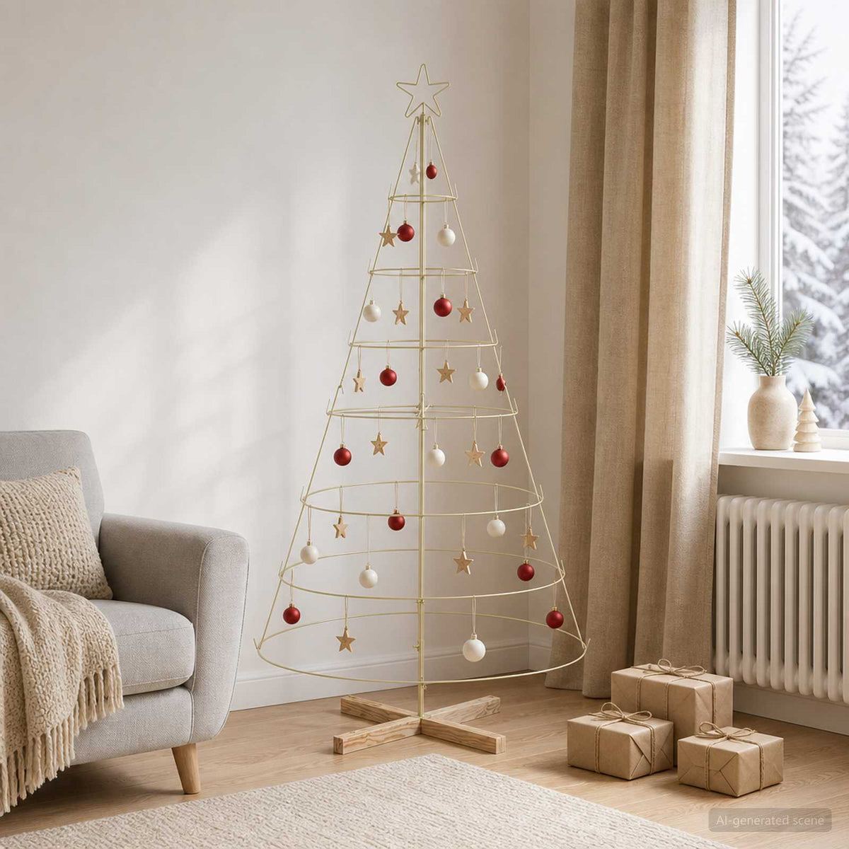 vidaXL Metal Christmas Tree with Stand KUOPIO 180 cm Steel Gold