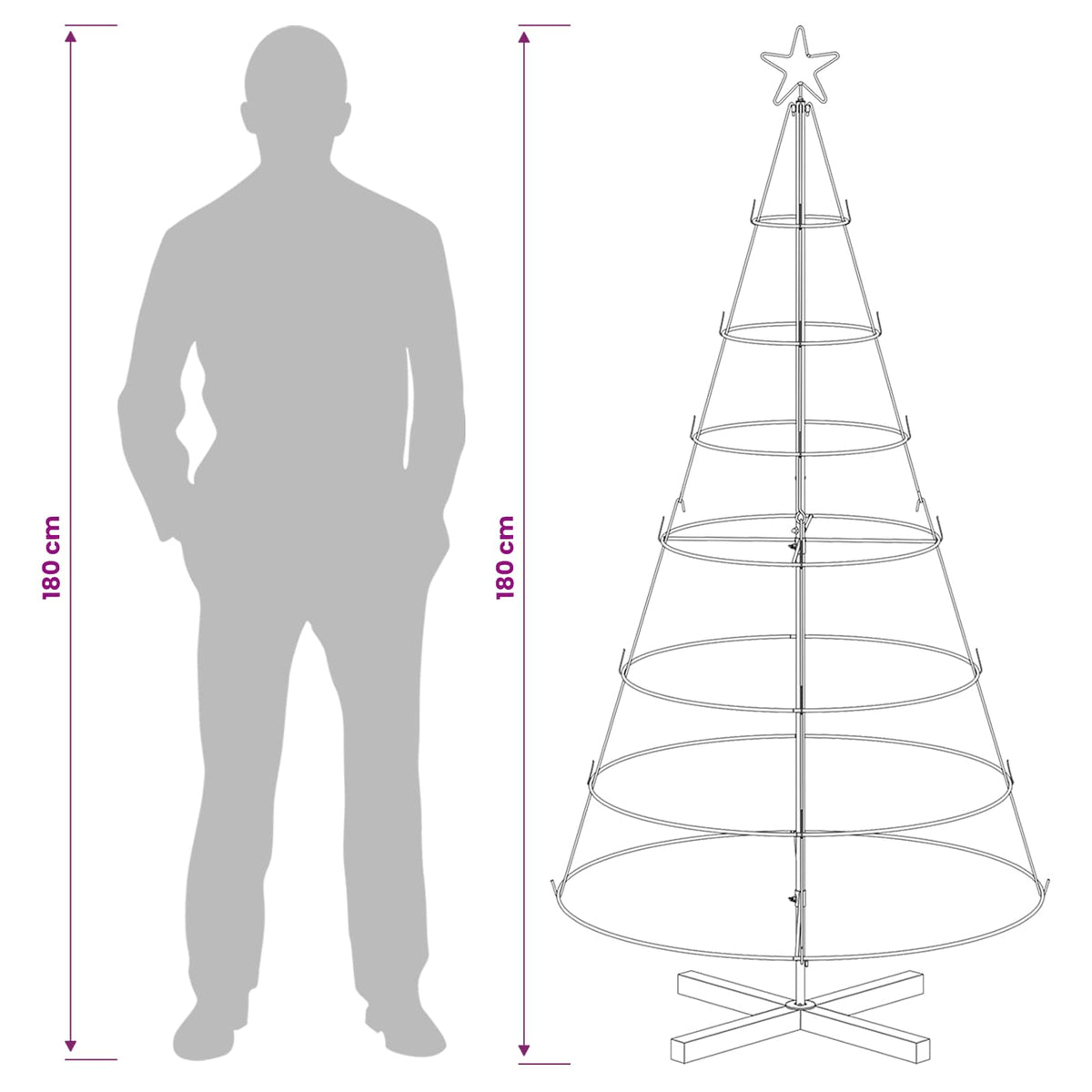vidaXL Metal Christmas Tree with Stand KUOPIO 180 cm Steel Gold