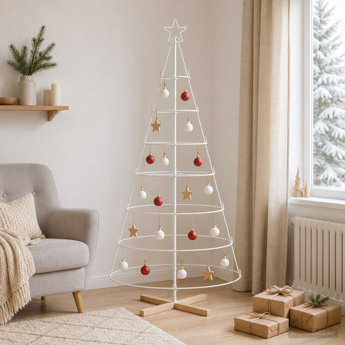 vidaXL Metal Christmas Tree with Stand KUOPIO 180 cm Steel White