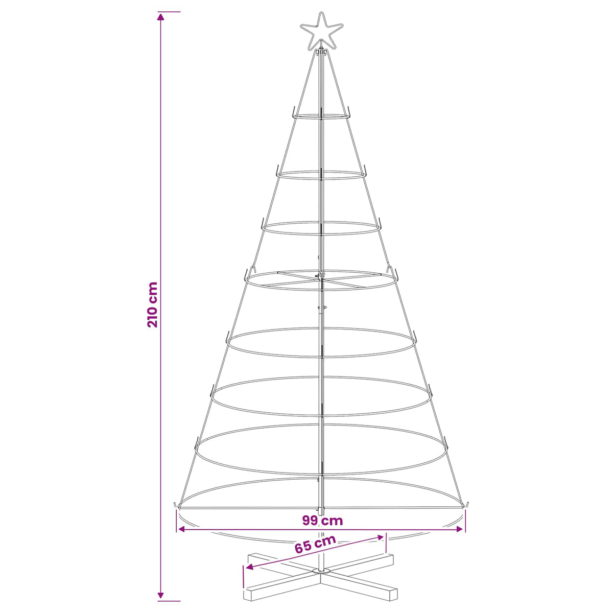 vidaXL Metal Christmas Tree with Ring Stand KUOPIO 210 cm Steel White