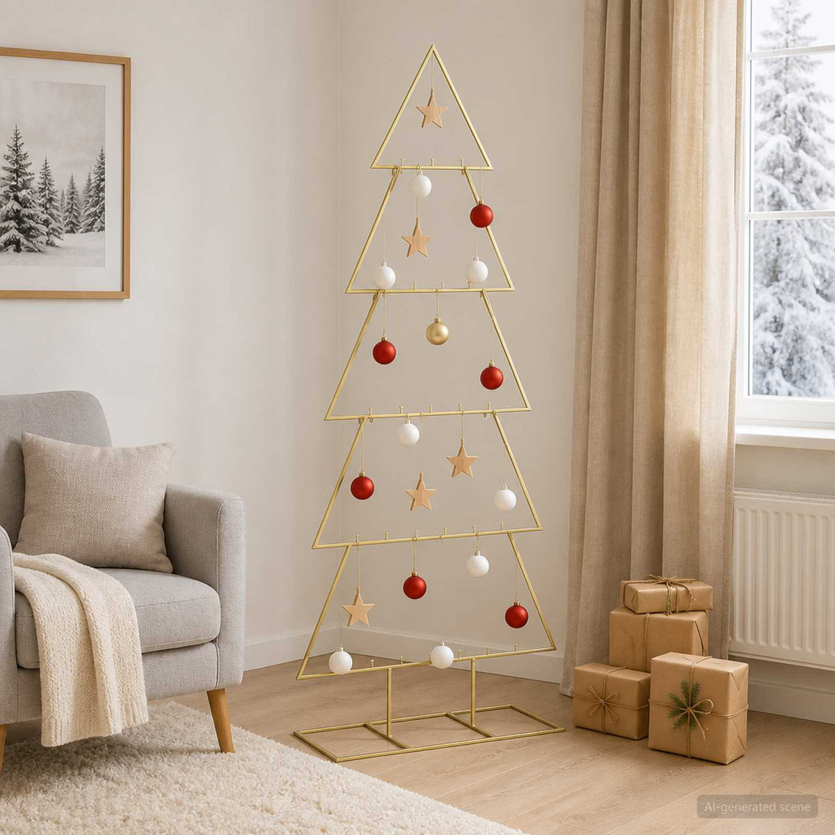 vidaXL Metal Christmas Tree with Stand KUOPIO 150 cm Steel Gold