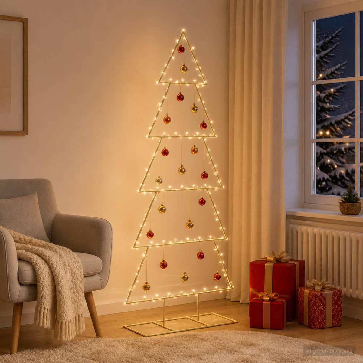 vidaXL Metal Christmas Tree with Stand KUOPIO 150 cm Steel Gold