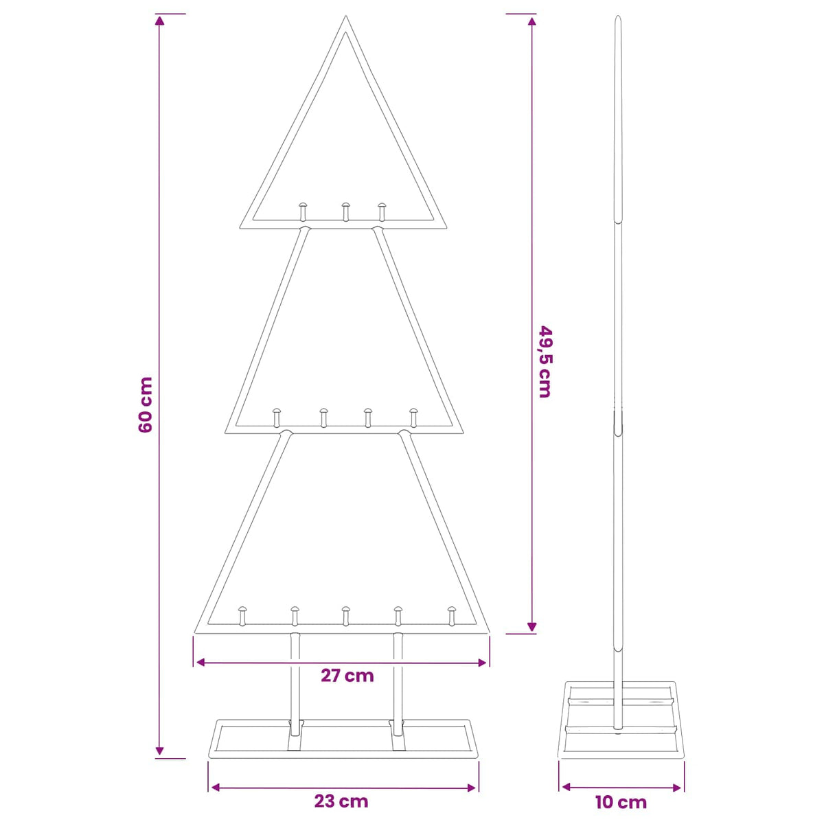 vidaXL Metal Christmas Tree with Classic Stand KUOPIO 60 cm Steel