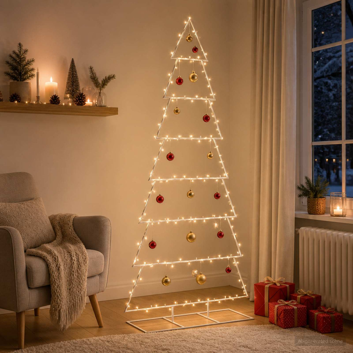 vidaXL Metal Christmas Tree with Stand KUOPIO 210 cm Steel White