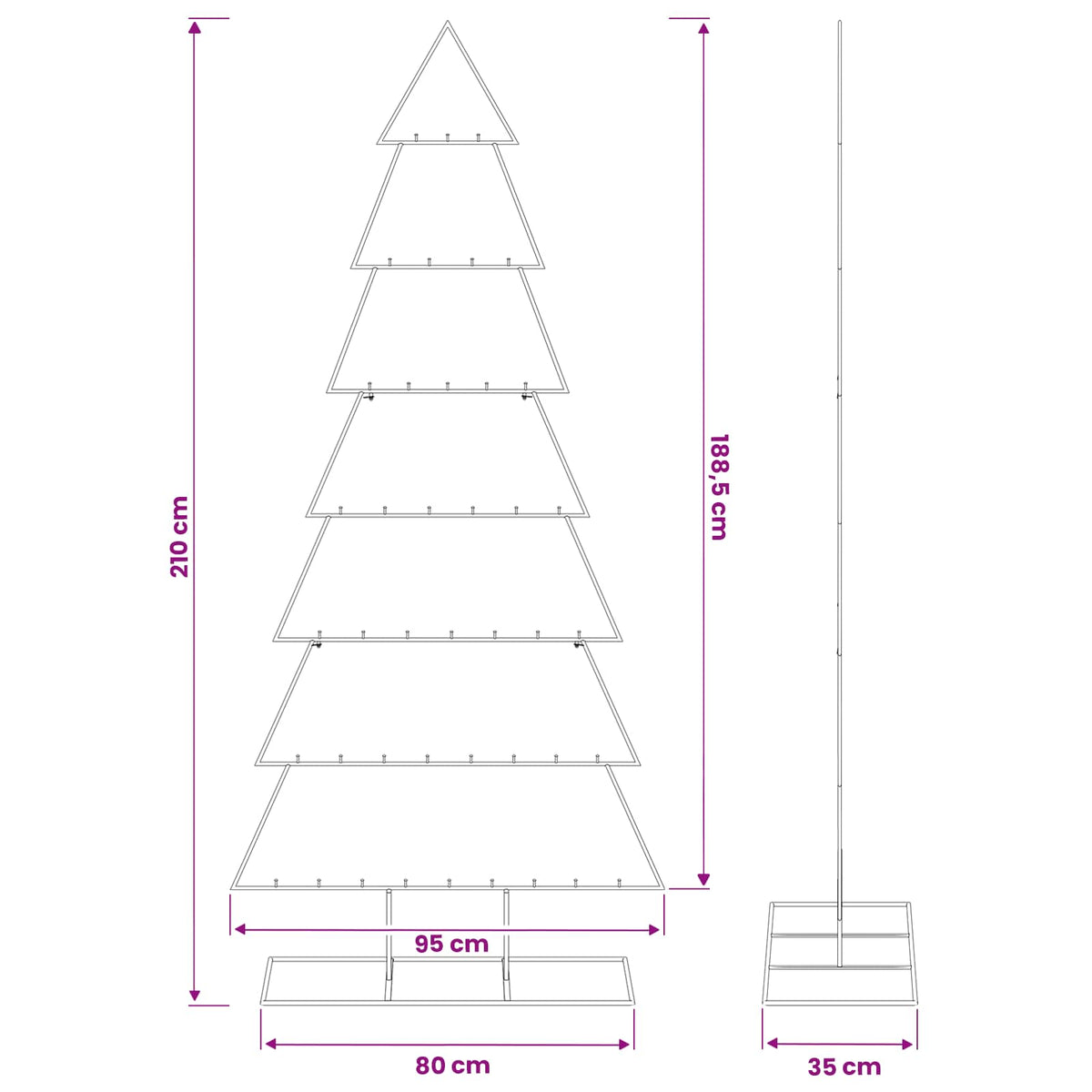 vidaXL Metal Christmas Tree with Stand KUOPIO 210 cm Steel White