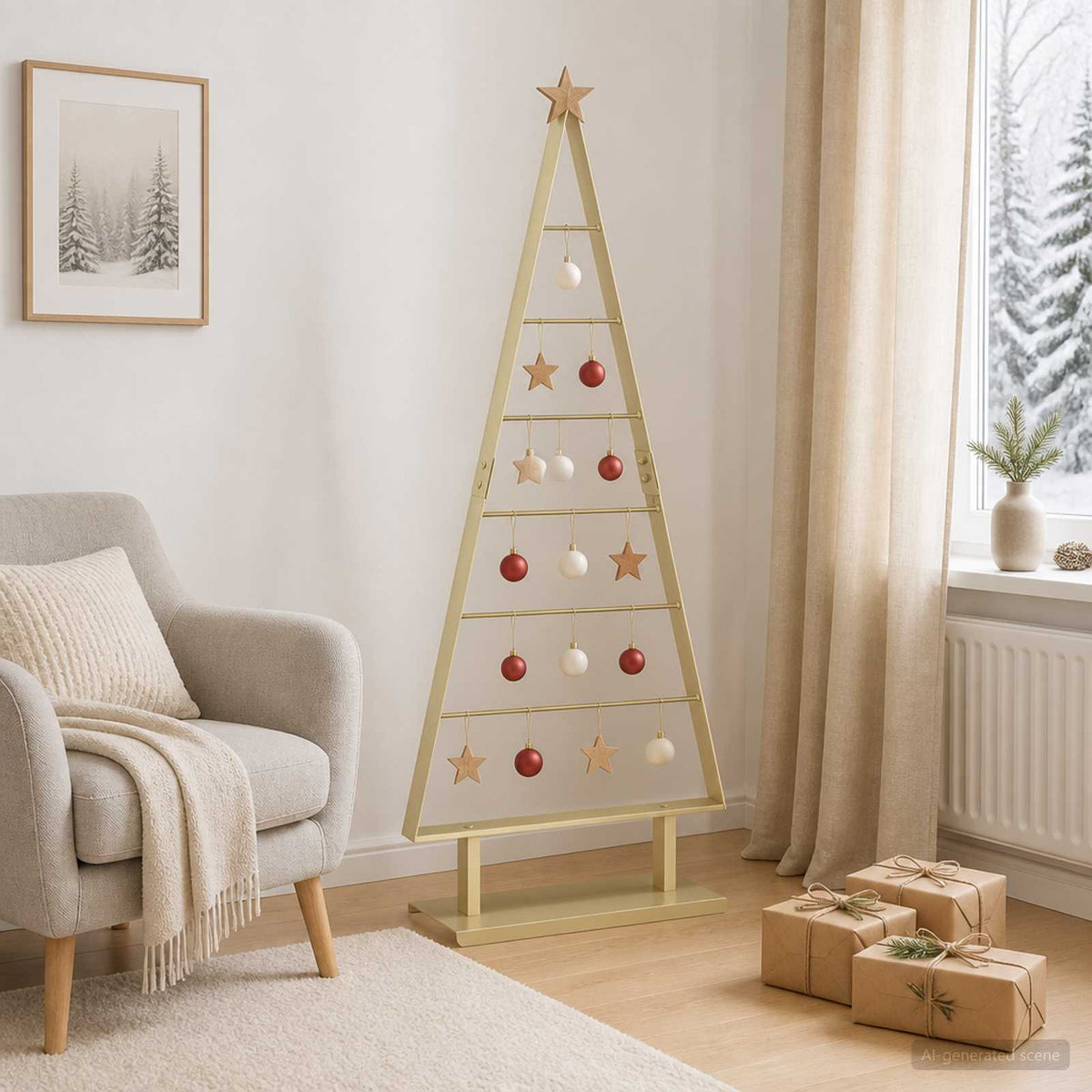 vidaXL Metal Christmas Tree with Stand KUOPIO 125 cm Steel Gold
