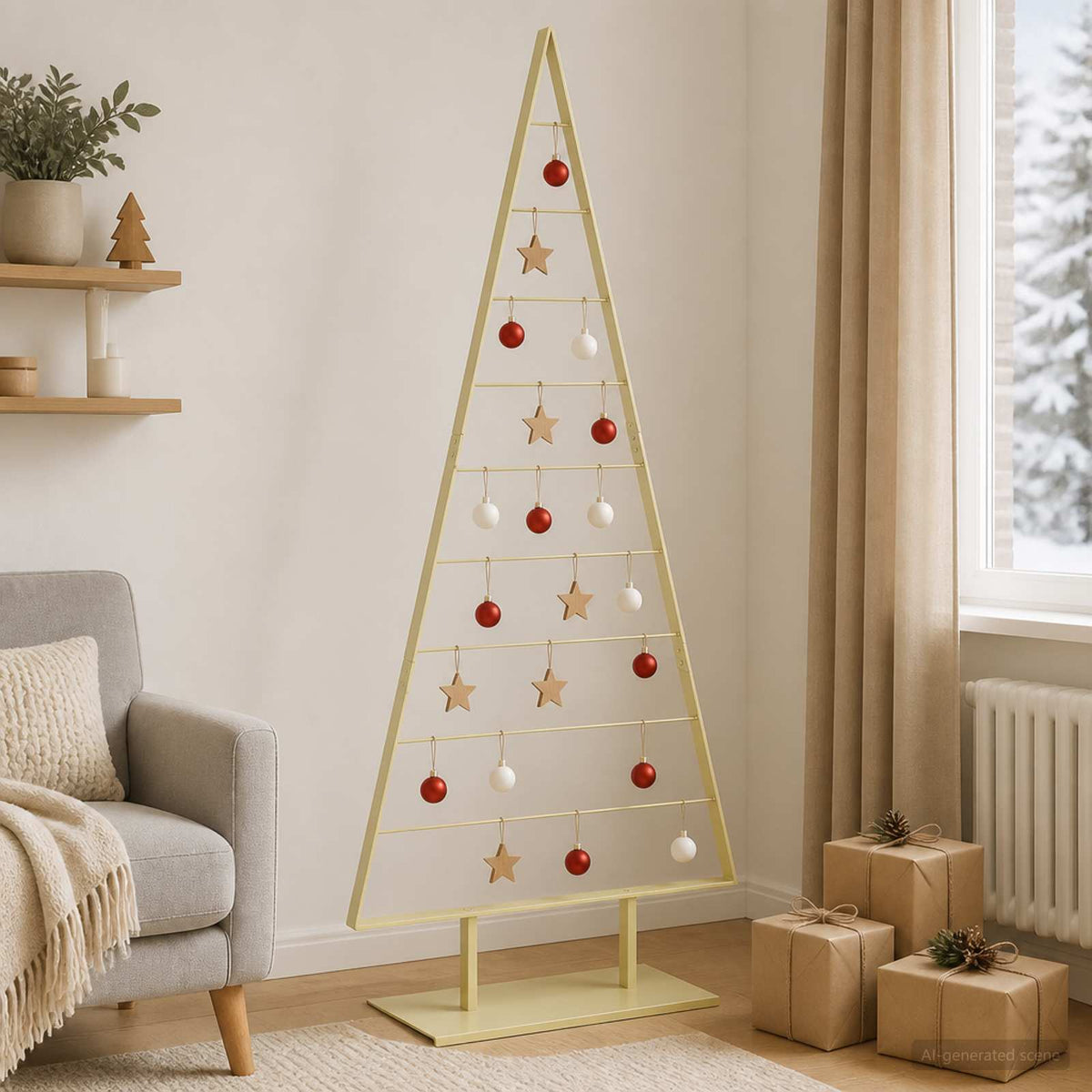 vidaXL Metal Christmas Tree with Stand KUOPIO 210 cm Steel Gold