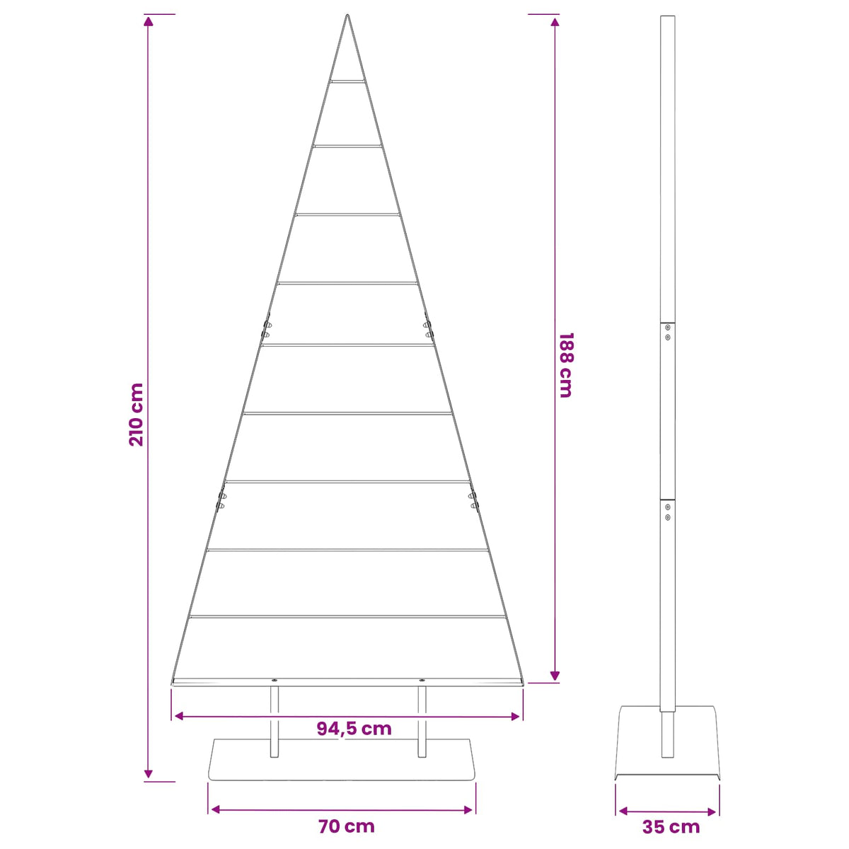 vidaXL Metal Christmas Tree with Stand KUOPIO 210 cm Steel Gold