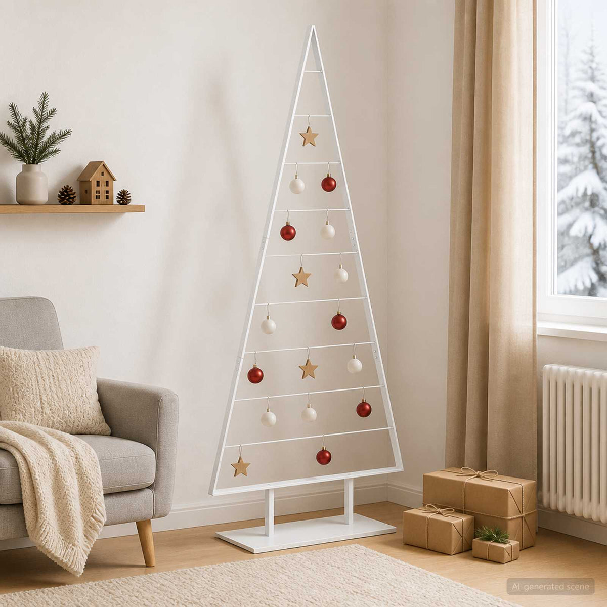 vidaXL Metal Christmas Tree with Stand KUOPIO 210 cm Steel White