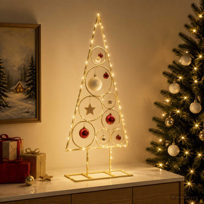 vidaXL Metal Christmas Tree with Circle Stand KUOPIO 60 cm Steel Gold