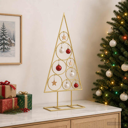 vidaXL Metal Christmas Tree with Circle Stand KUOPIO 60 cm Steel Gold
