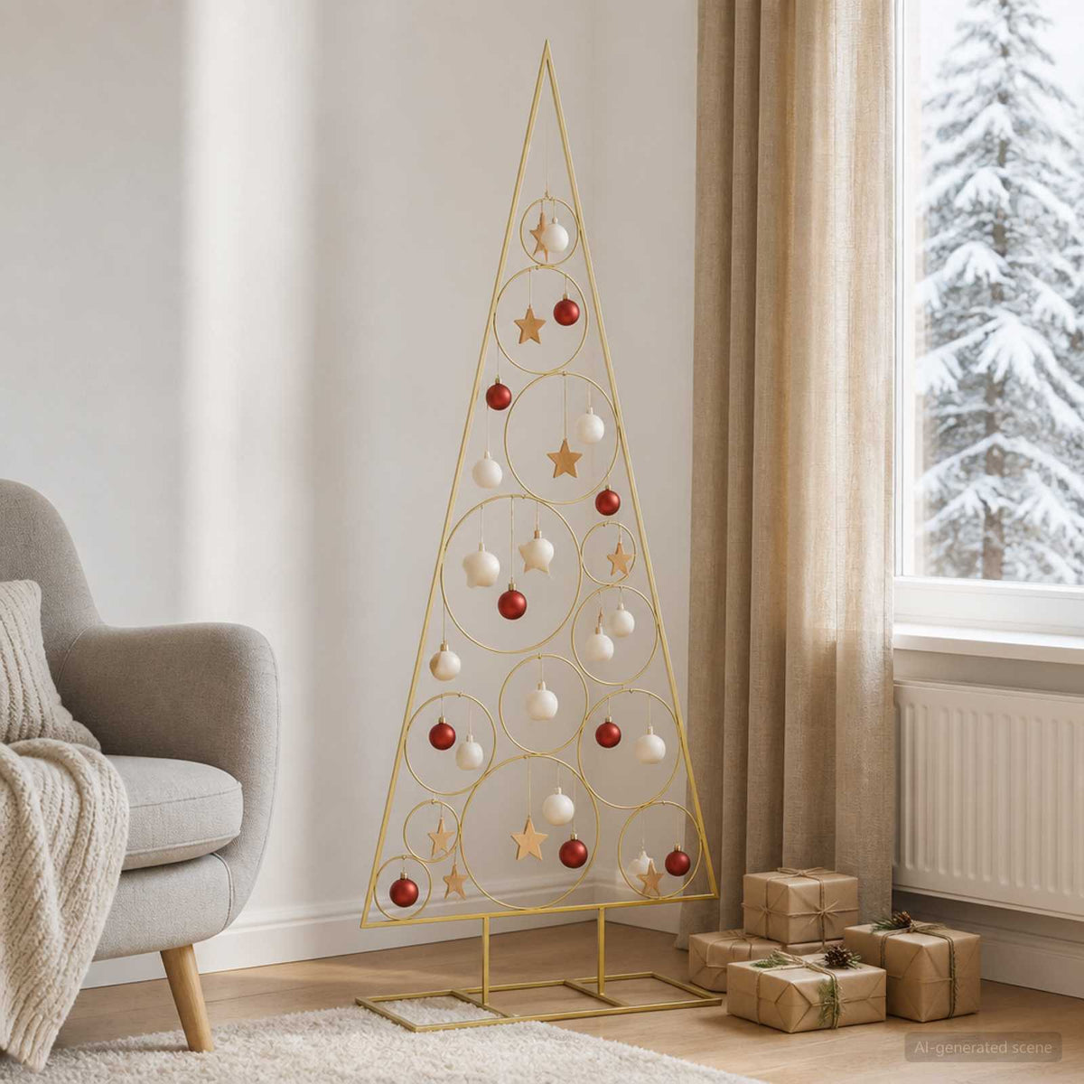 vidaXL Metal Christmas Tree with Circle Stand KUOPIO 150 cm Steel Gold