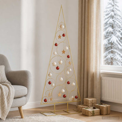 vidaXL Metal Christmas Tree with Circle Stand KUOPIO 150 cm Steel Gold