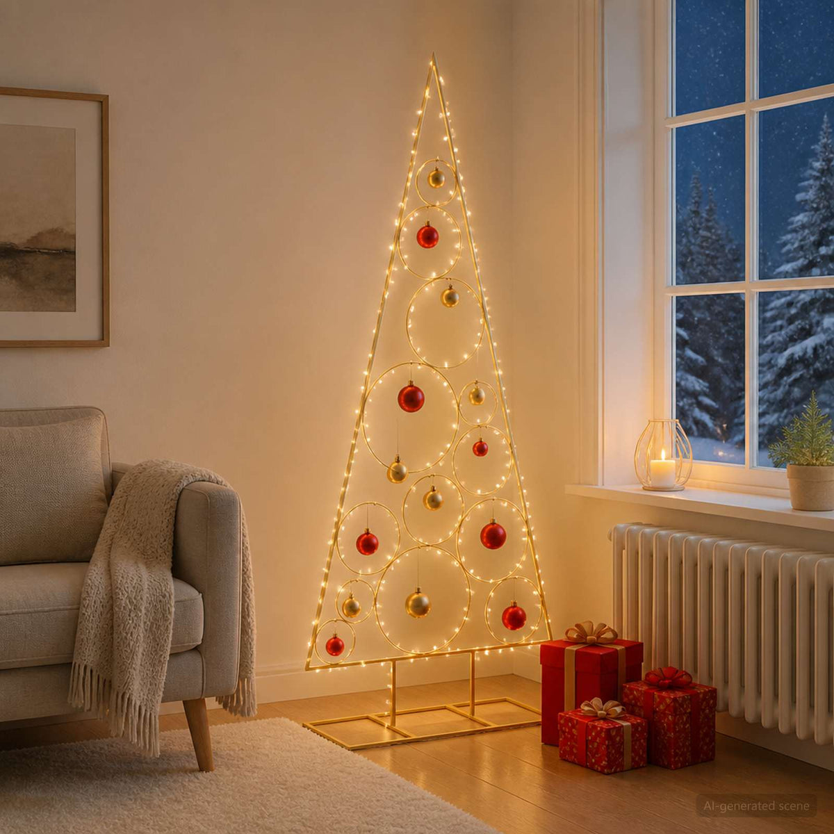 vidaXL Metal Christmas Tree with Circle Stand KUOPIO 150 cm Steel Gold