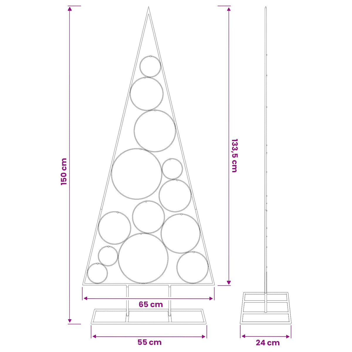 vidaXL Metal Christmas Tree with Circle Stand KUOPIO 150 cm Steel Gold