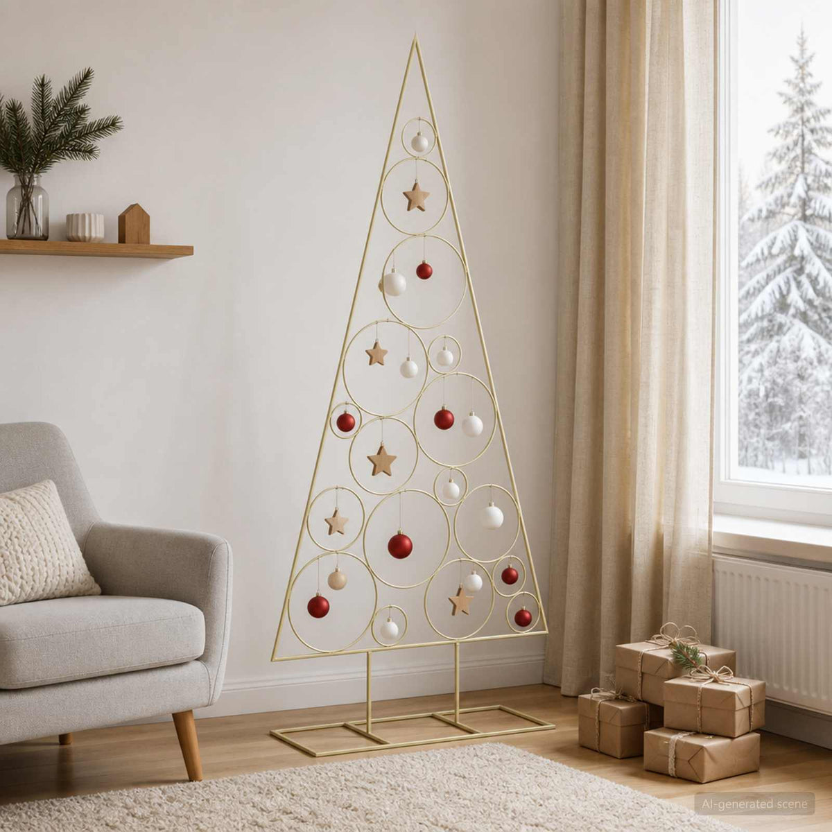 vidaXL Metal Christmas Tree with Circle Stand KUOPIO 180 cm Steel Gold