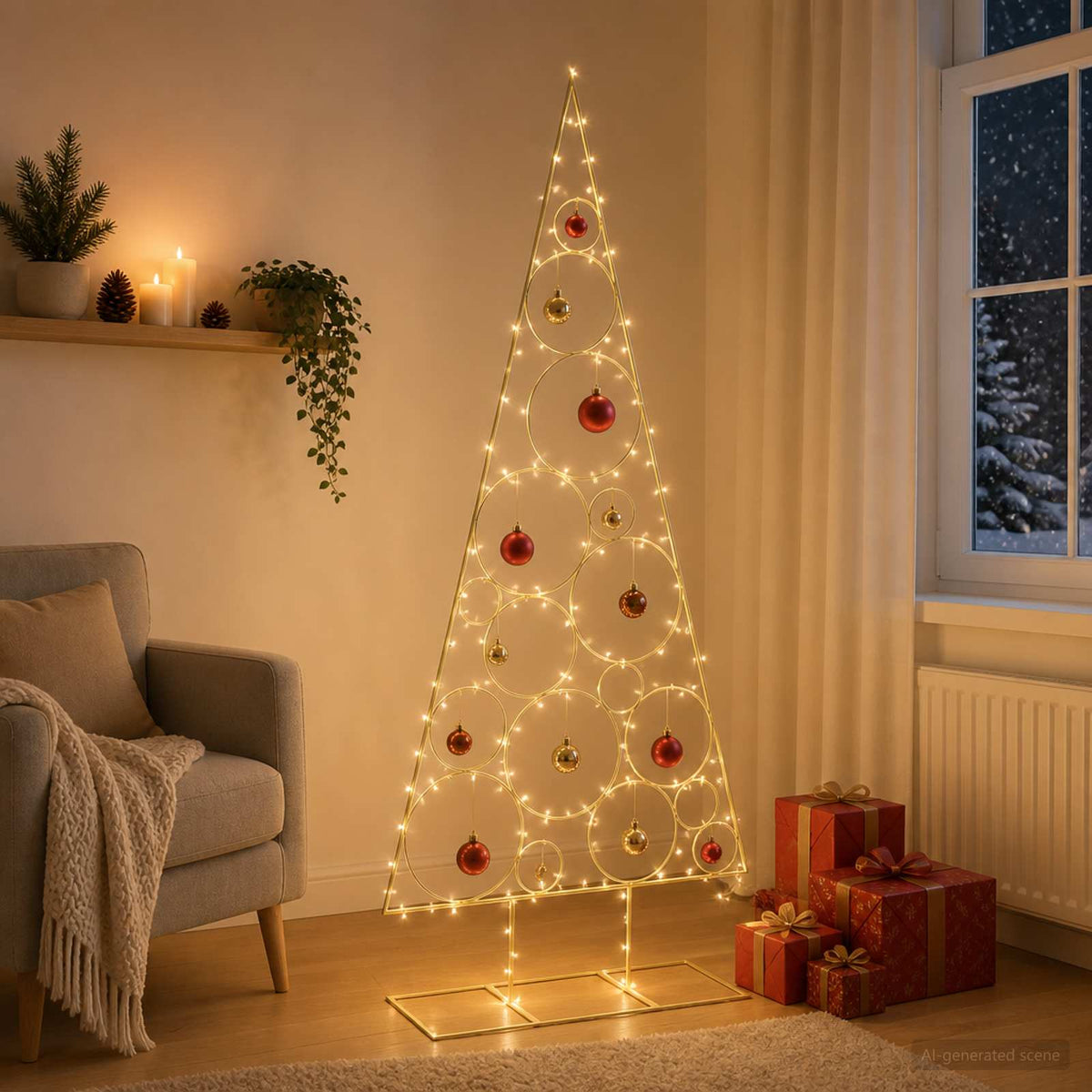 vidaXL Metal Christmas Tree with Circle Stand KUOPIO 180 cm Steel Gold