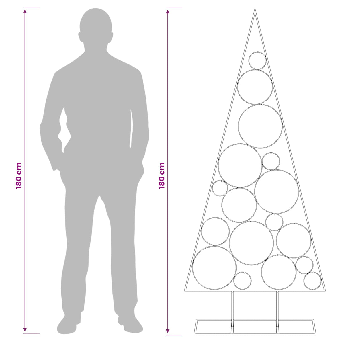 vidaXL Metal Christmas Tree with Circle Stand KUOPIO 180 cm Steel Gold