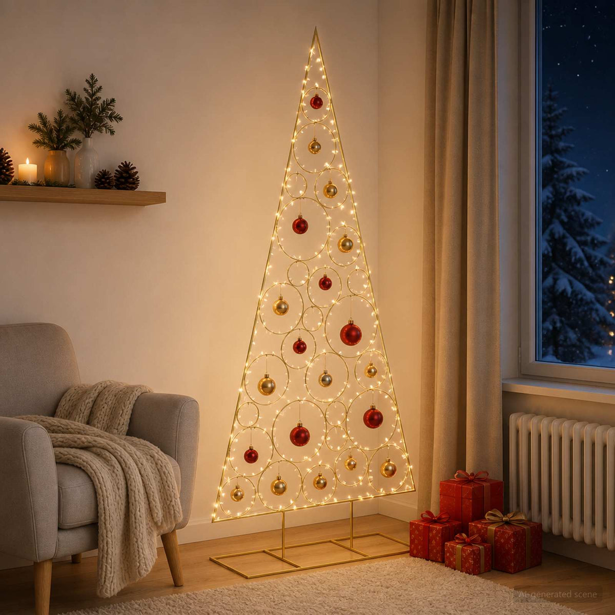 vidaXL Metal Christmas Tree with Circle Stand KUOPIO 210 cm Steel Gold