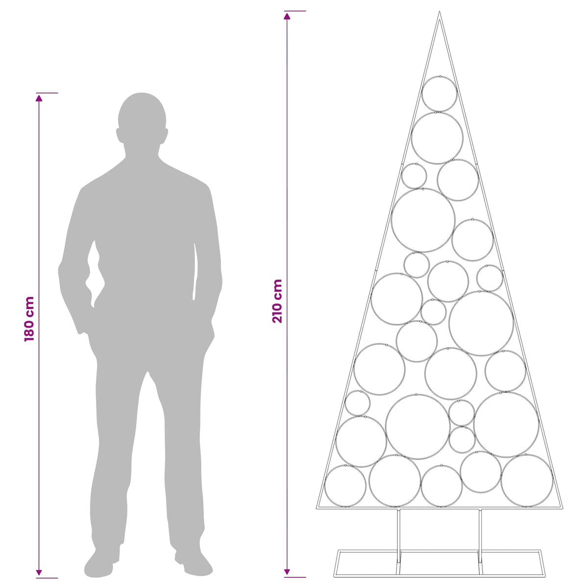 vidaXL Metal Christmas Tree with Circle Stand KUOPIO 210 cm Steel Gold
