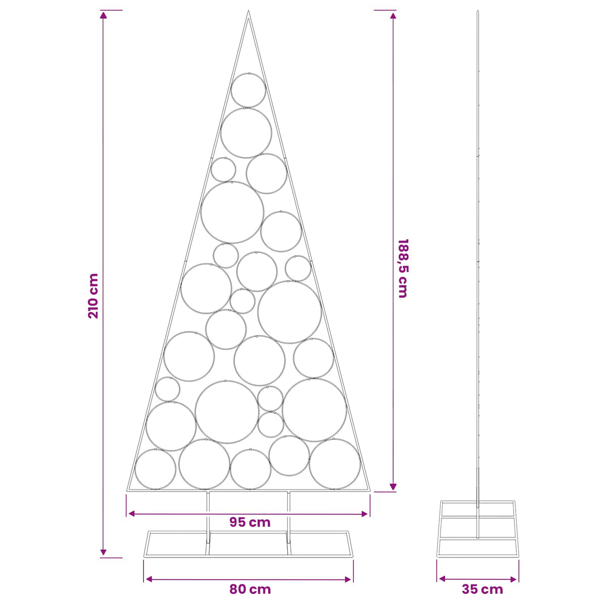 vidaXL Metal Christmas Tree with Circle Stand KUOPIO 210 cm Steel Gold