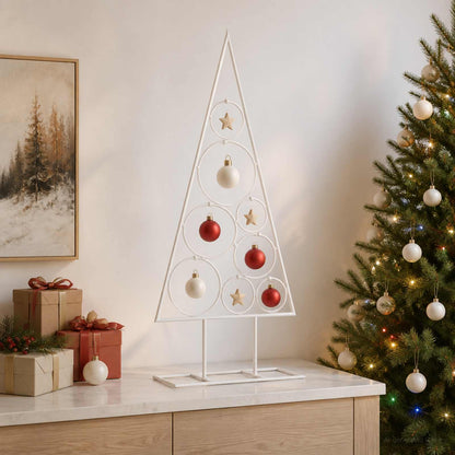 vidaXL Metal Christmas Tree with Circle Stand KUOPIO 60 cm Steel White