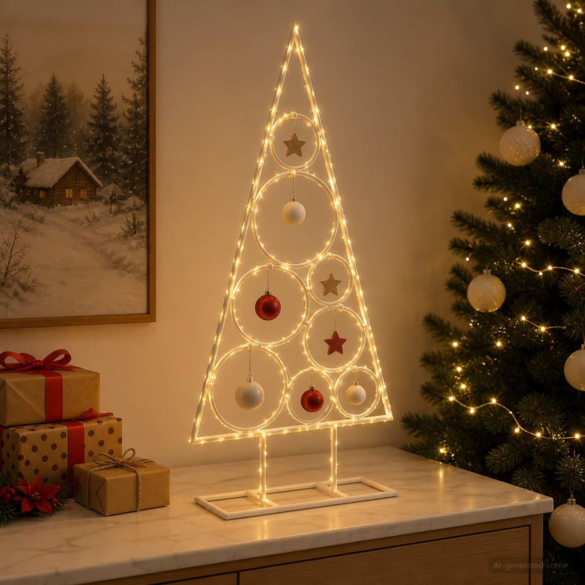vidaXL Metal Christmas Tree with Circle Stand KUOPIO 60 cm Steel White