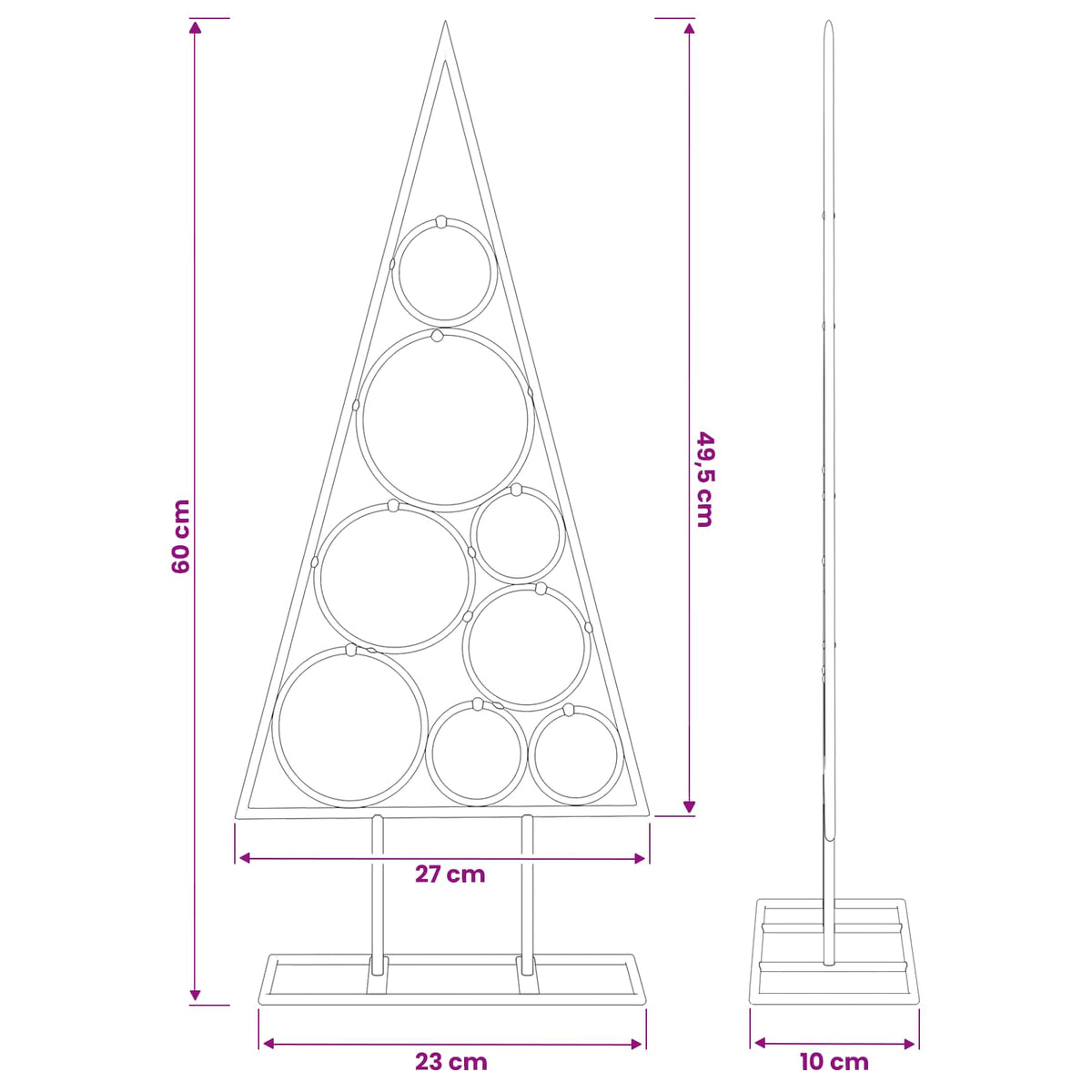 vidaXL Metal Christmas Tree with Circle Stand KUOPIO 60 cm Steel White