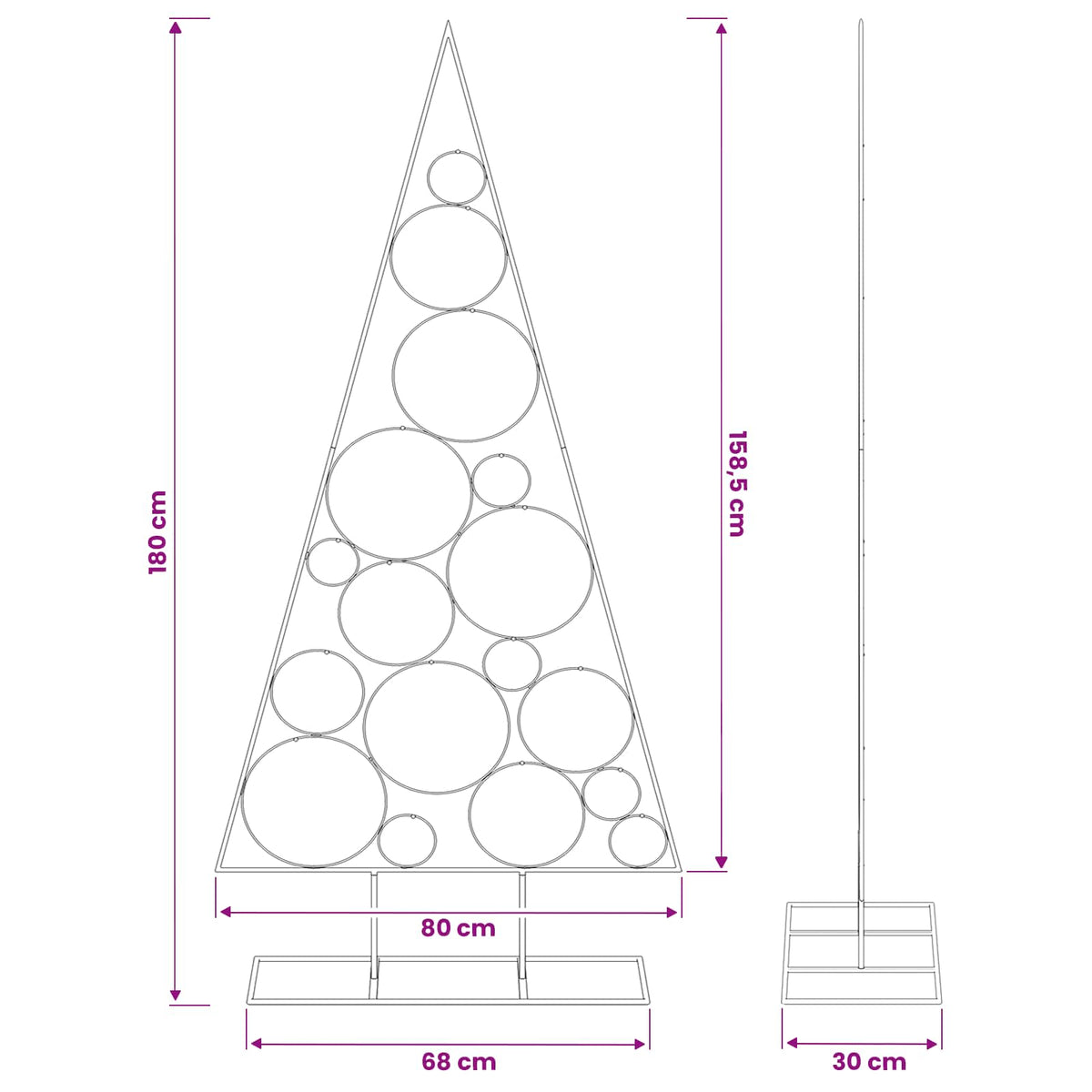 vidaXL Metal Christmas Tree with Circle Stand KUOPIO 180 cm Steel