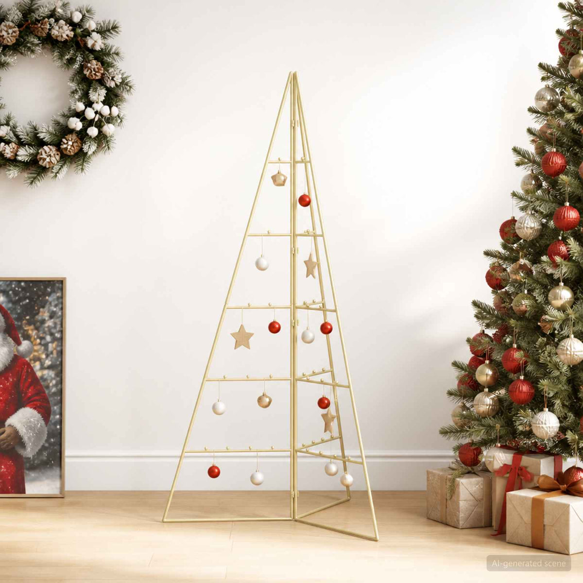 vidaXL Metal Christmas Tree KUOPIO 100 cm Steel Gold