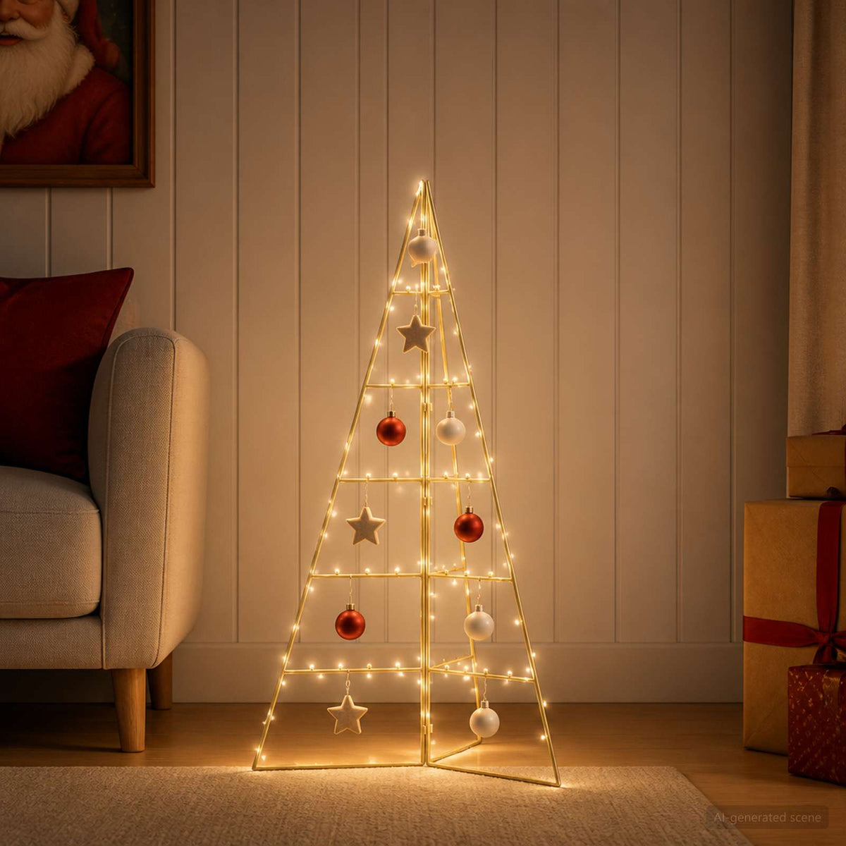 vidaXL Metal Christmas Tree KUOPIO 100 cm Steel Gold
