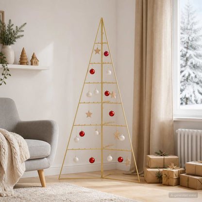 vidaXL Metal Christmas Tree KUOPIO 140 cm Steel Gold