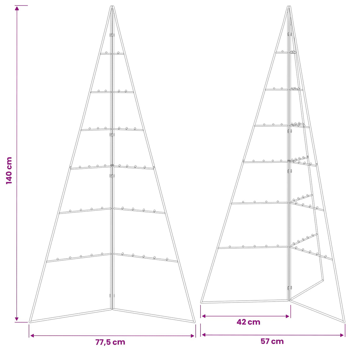 vidaXL Metal Christmas Tree KUOPIO 140 cm Steel Gold