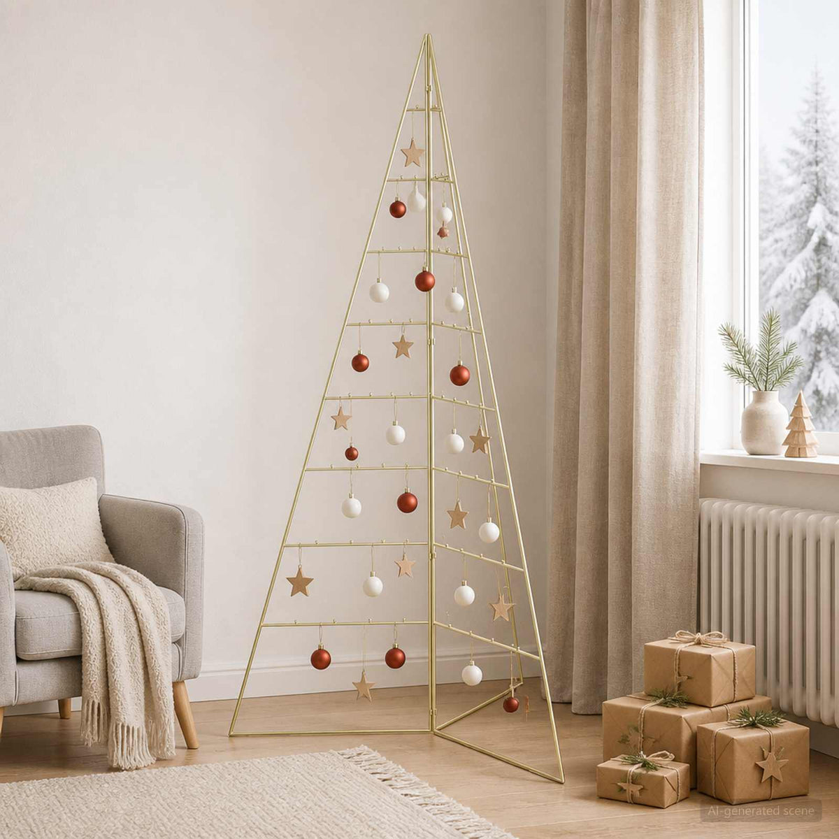 vidaXL Metal Christmas Tree KUOPIO 180 cm Steel Gold