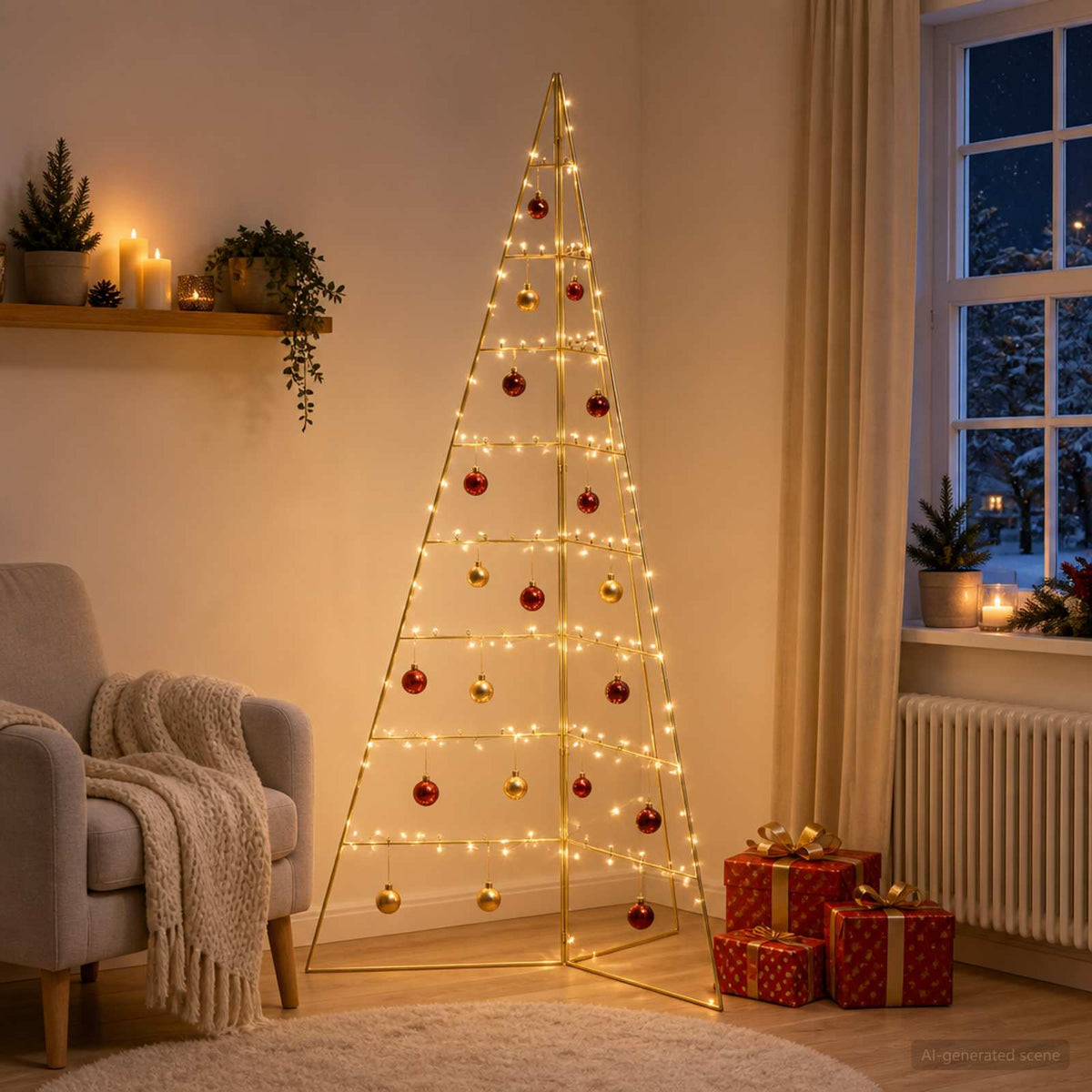 vidaXL Metal Christmas Tree KUOPIO 180 cm Steel Gold