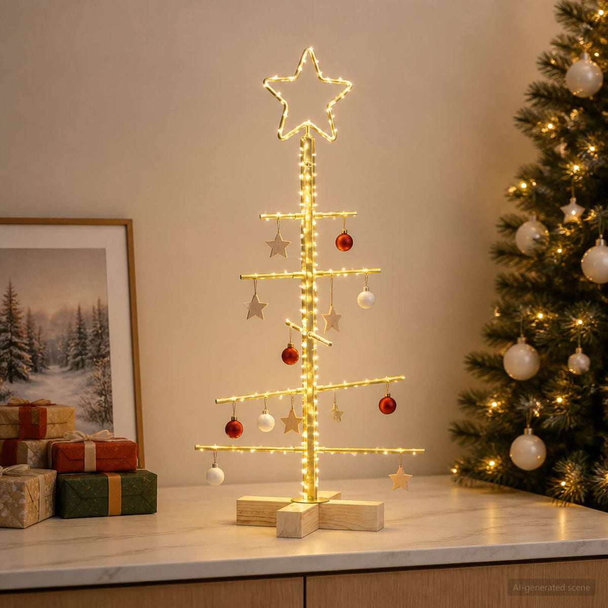 vidaXL Metal Christmas Tree with Stand KUOPIO 60 cm Steel Gold