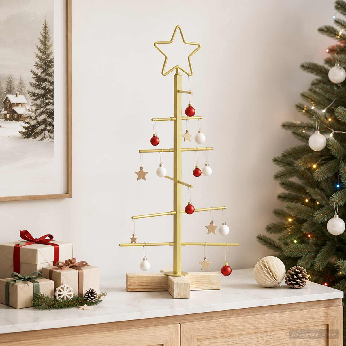 vidaXL Metal Christmas Tree with Stand KUOPIO 60 cm Steel Gold