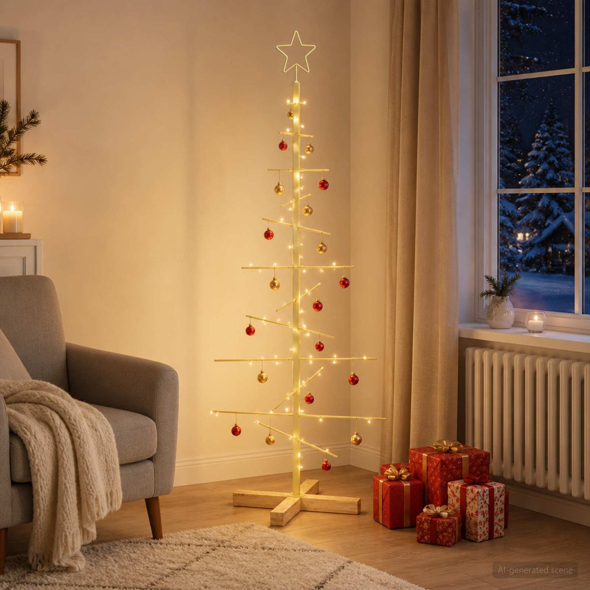 vidaXL Metal Christmas Tree with Stand KUOPIO 120 cm Steel Gold
