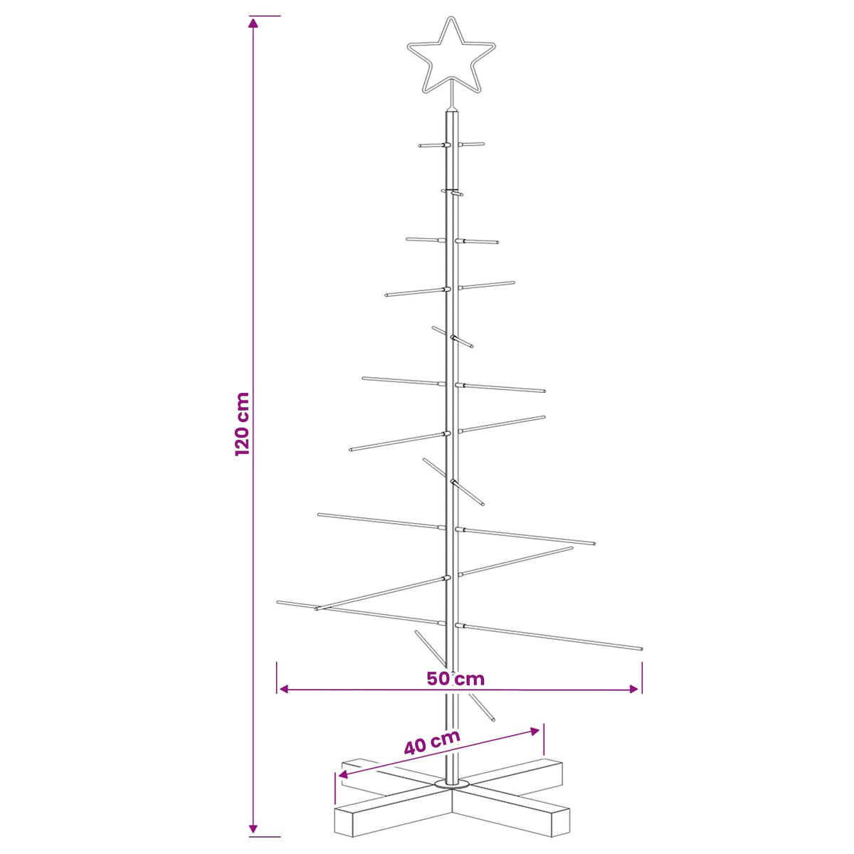 vidaXL Metal Christmas Tree with Stand KUOPIO 120 cm Steel Gold